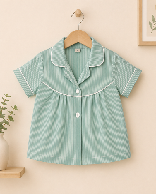 Girls Mint Green Stripe Pyjama Set