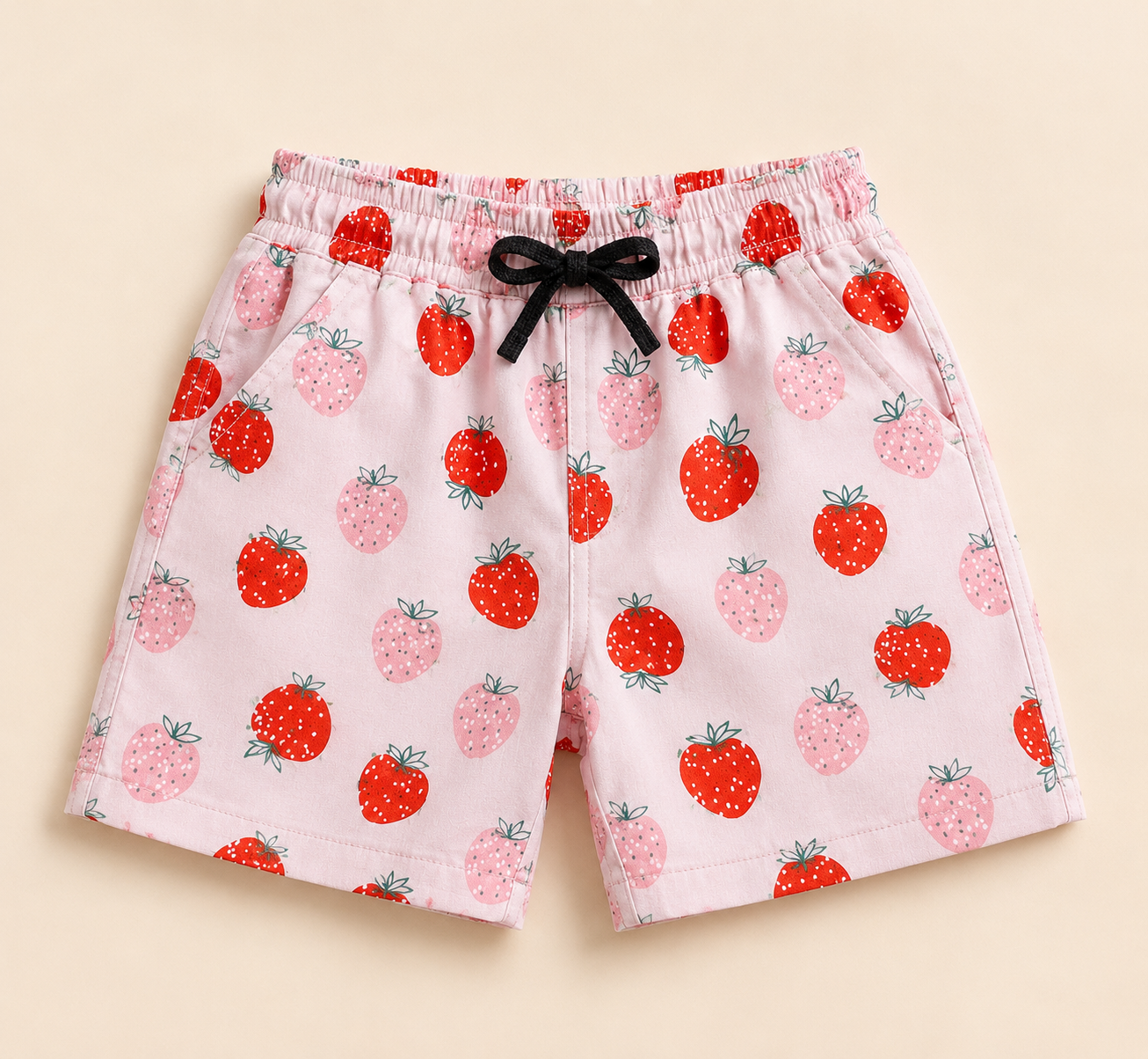 Boys Pink Strawberry Print Shirt & Shorts Co-ord Set