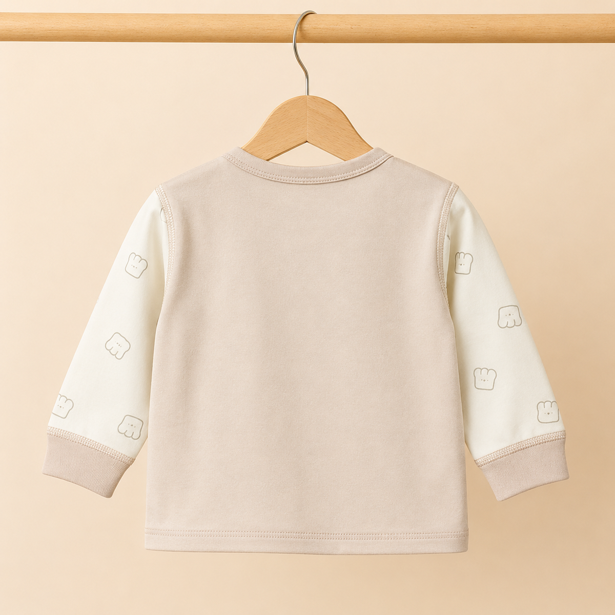 Baby Cream "Hamburg" Burger Dog Snap Button Top & Pants Set