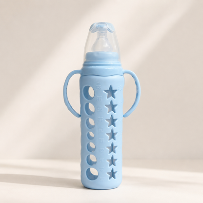 Rio Glass Baby Bottle with Star & Circle Silicone Sleeve