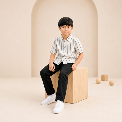 Boys Striped Shirt & Trouser Co-ord Set