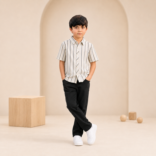 Boys Striped Shirt & Trouser Co-ord Set