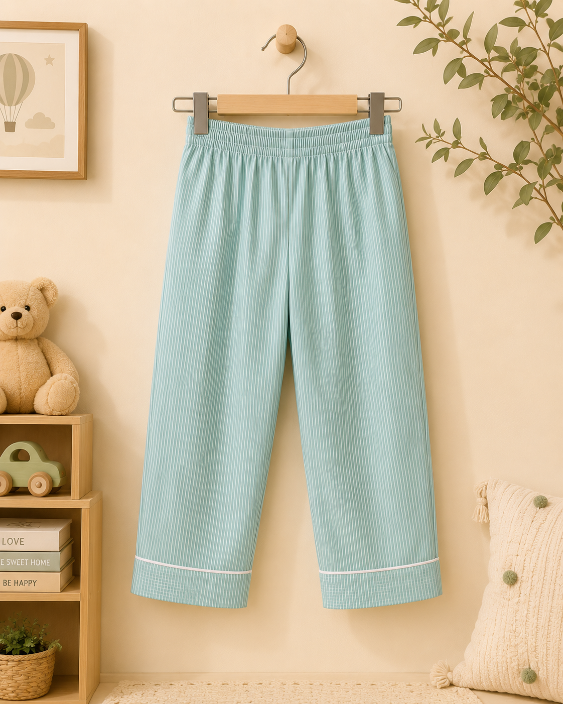 Girls Mint Green Stripe Pyjama Set