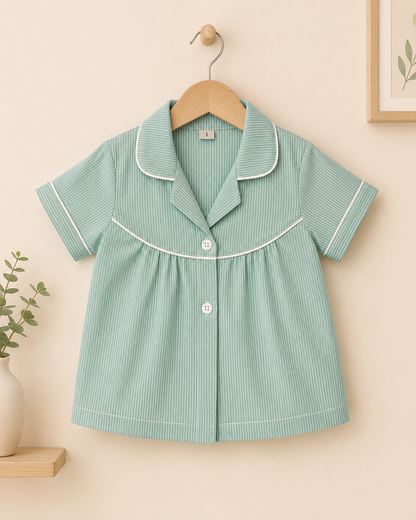 Girls Mint Green Stripe Pyjama Set