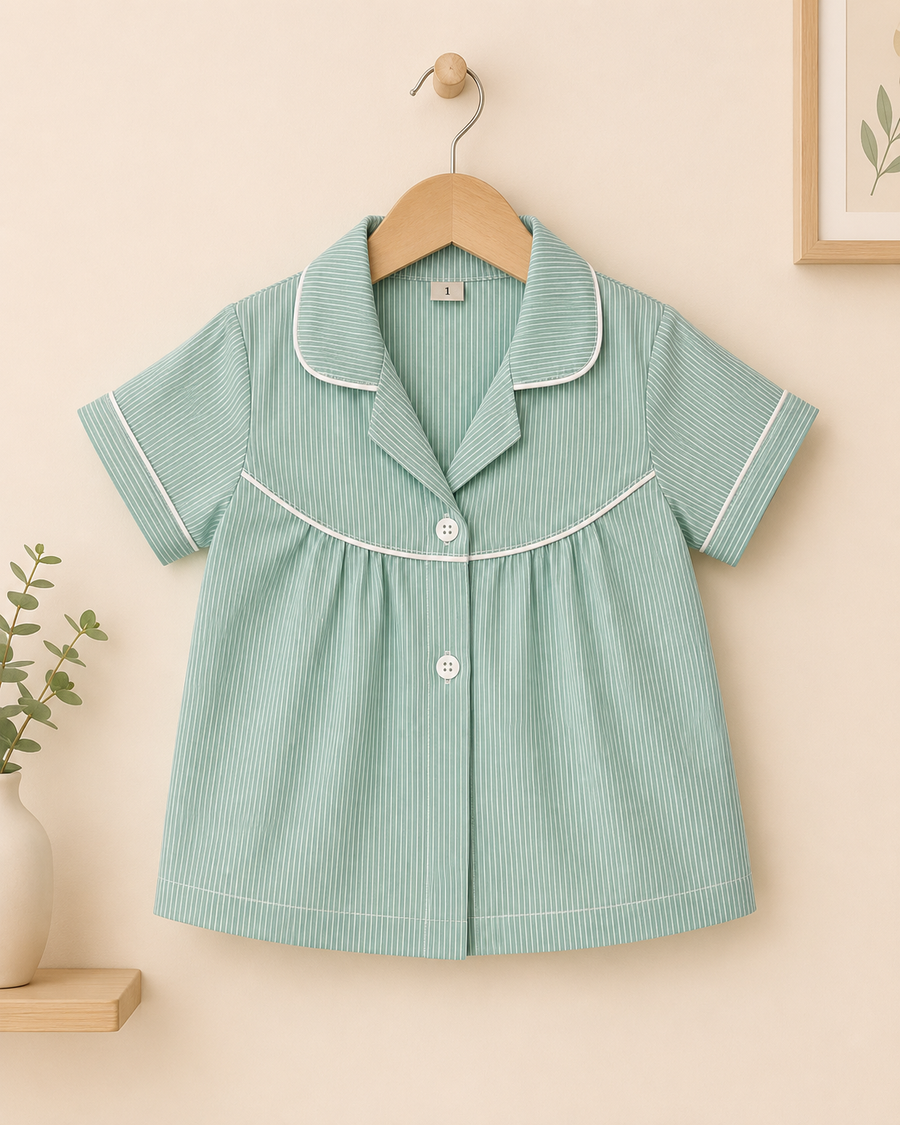 Girls’ Mint Stripe Pyjama Set