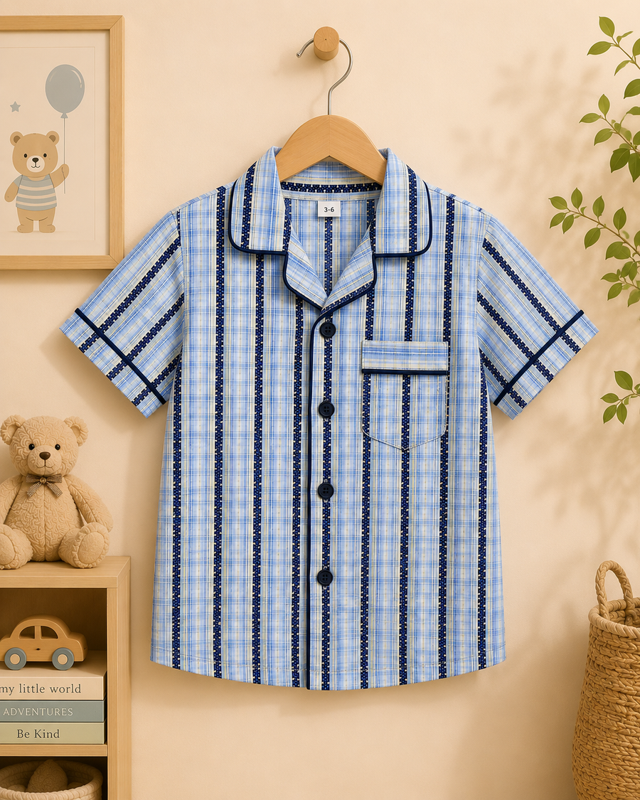 Boys’ Blue Plaid Pyjama Set