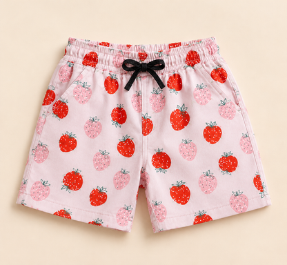 Boys Pink Strawberry Print Shirt & Shorts Co-ord Set