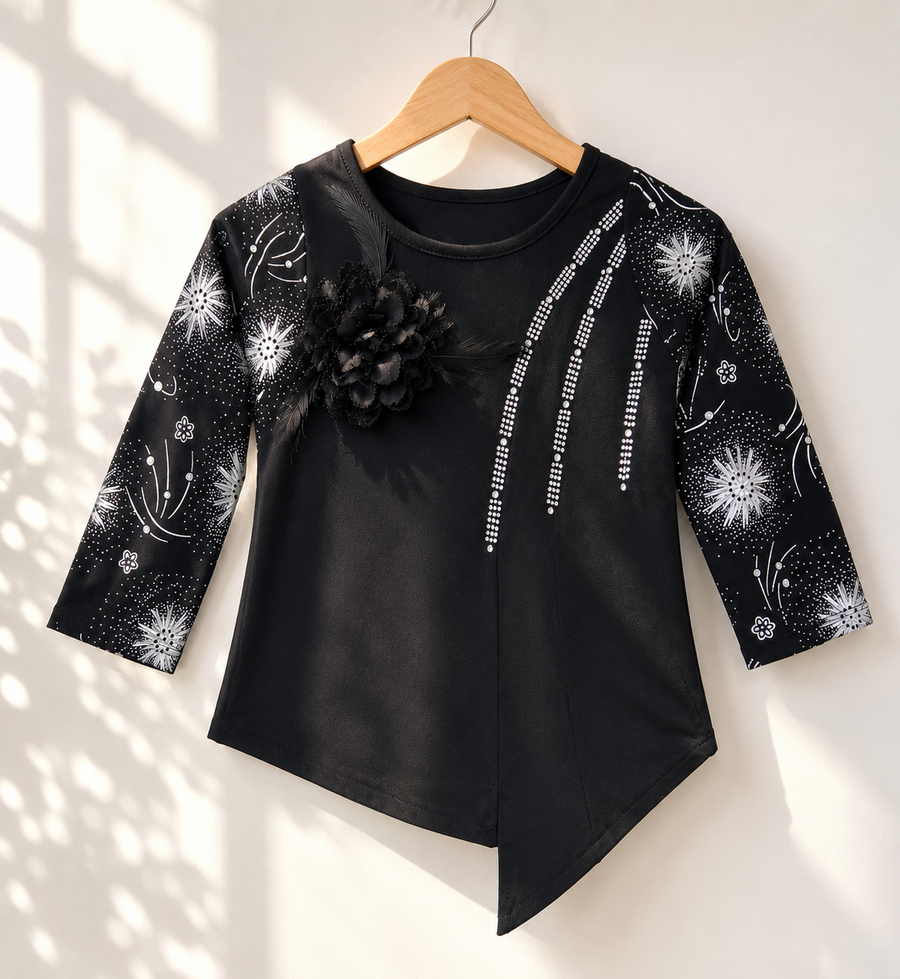 Girls’ Black Celestial Top