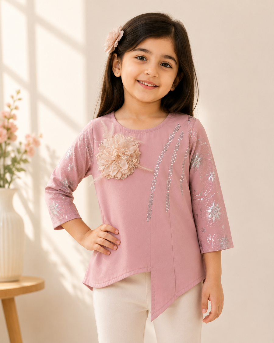 Girls’ Dusty Pink Celestial Top