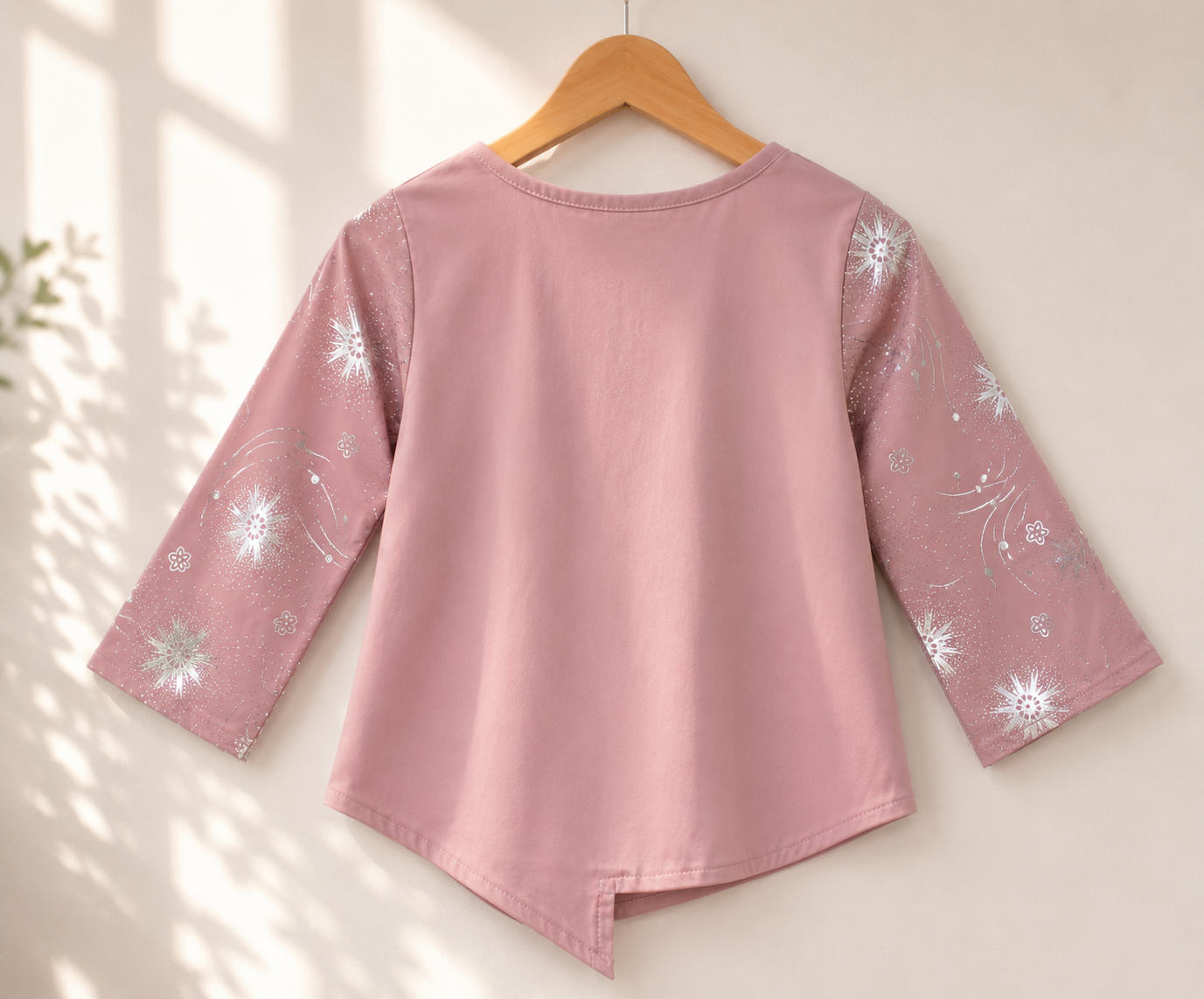 Girls Dusty Pink Celestial Print Asymmetric Top