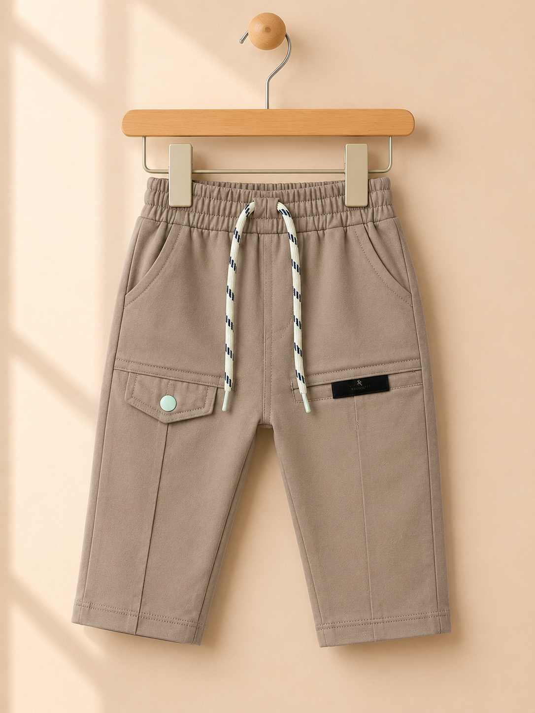 Boys Sky Blue "Unlimited" Graphic Top & Khaki Cargo Pants Set