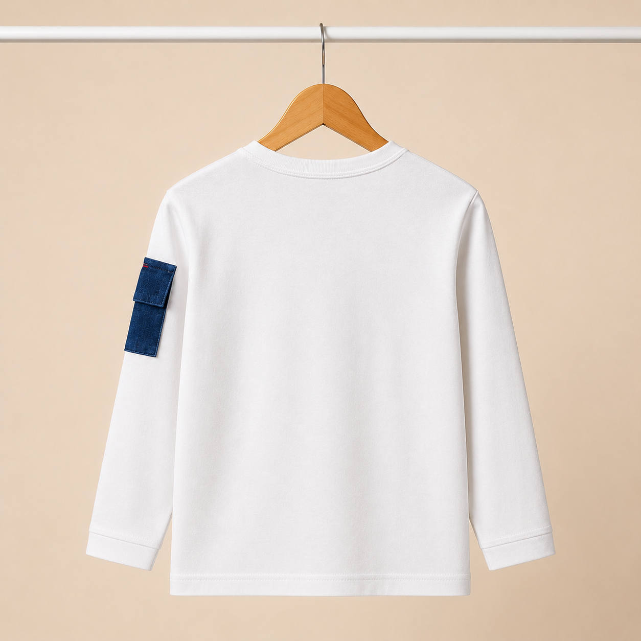 Boys White "Jeans" Graphic Long Sleeve Top & Blue Denim Drawstring Pants Set