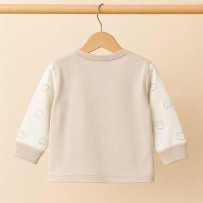 Baby Cream "Hamburg" Burger Dog Snap Button Top & Pants Set