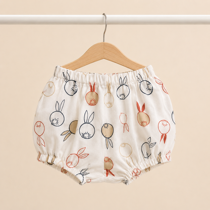 Baby Girls White Bunny Balloon Print Ruffle Sleeve Dress & Bloomers Set