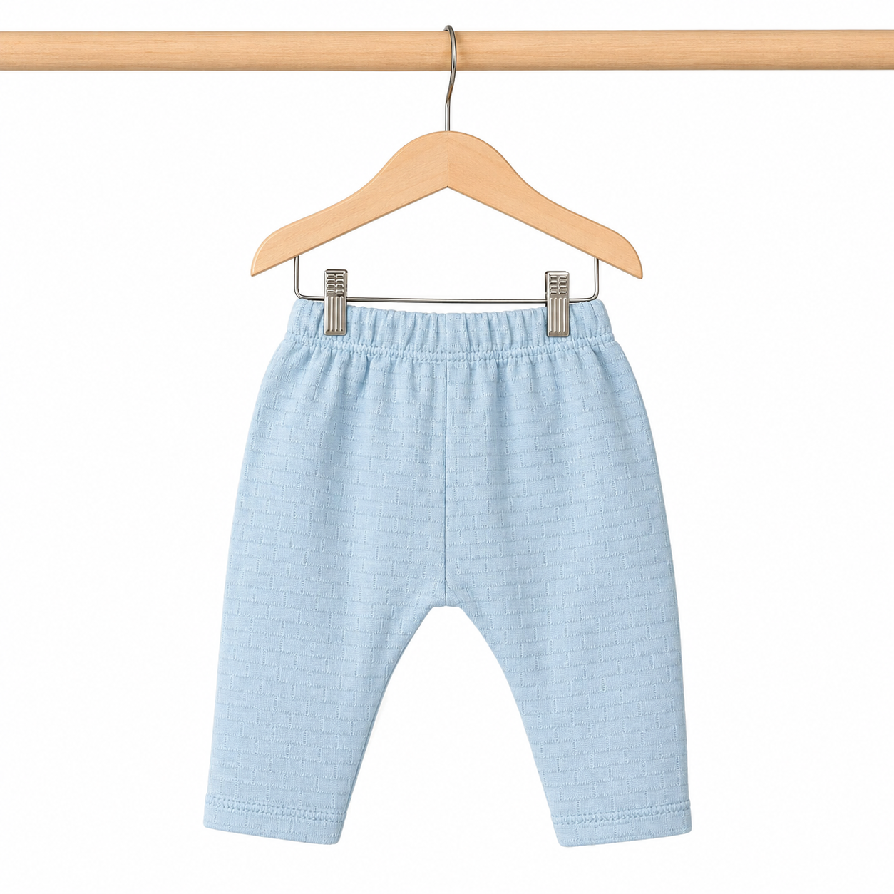 Baby Boys Sky Blue "Winner" Bear Quilted Texture Button-Front Top, Pants, Bib & Beanie Hat 4-Piece Set