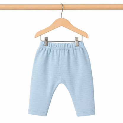 Baby Boys Sky Blue "Winner" Bear Quilted Texture Button-Front Top, Pants, Bib & Beanie Hat 4-Piece Set