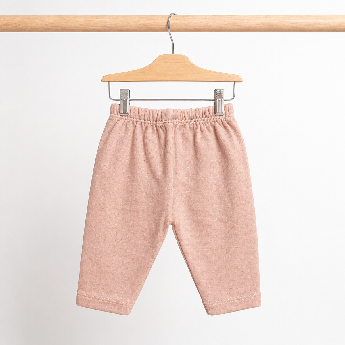 Baby Dusty Pink "Winner" Bear Quilted Texture Button-Front Top, Pants, Bib & Beanie Hat 4-Piece Set