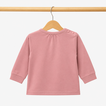Baby Girls Dusty Pink "i09 Baseball Patter" 3D Pom-Pom Bear Long Sleeve Top & Yellow Drawstring Pants Set