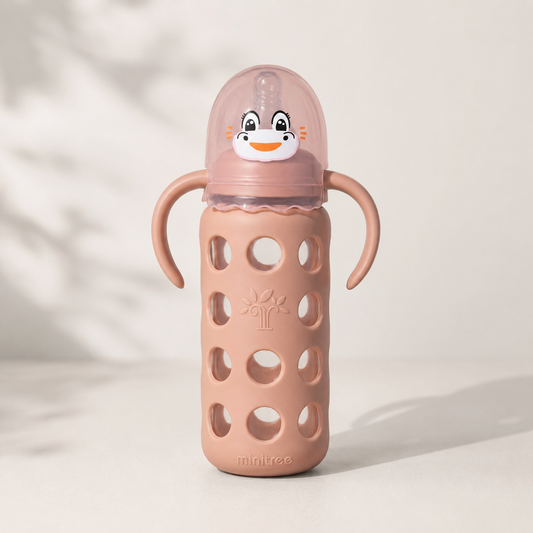 Minitree Glass Baby Bottle with Silicone Sleeve & Duck Cap