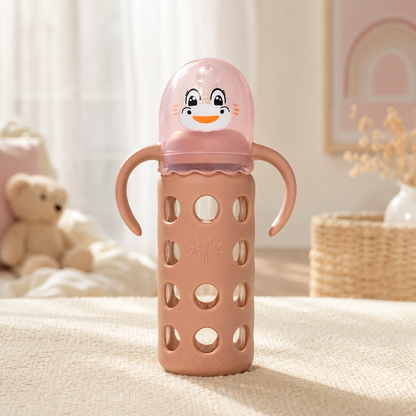 Minitree Glass Baby Bottle with Silicone Sleeve & Duck Cap