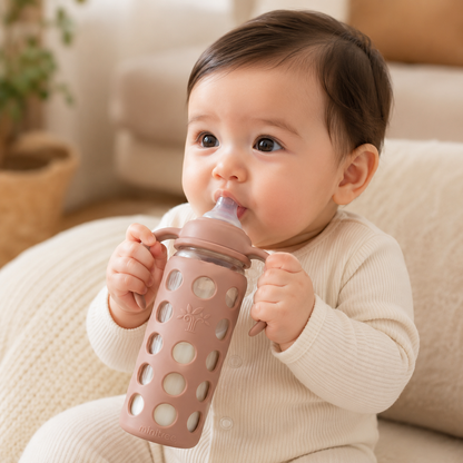 Minitree Glass Baby Bottle with Silicone Sleeve & Duck Cap