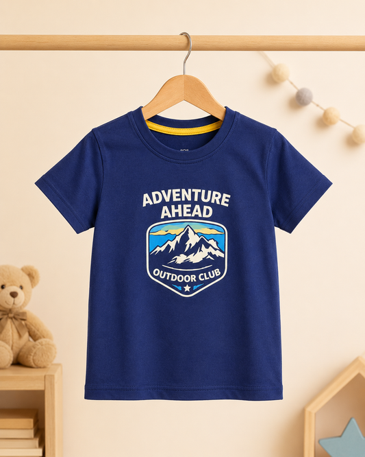Boys Adventure Ahead Graphic T-Shirt – Navy Blue