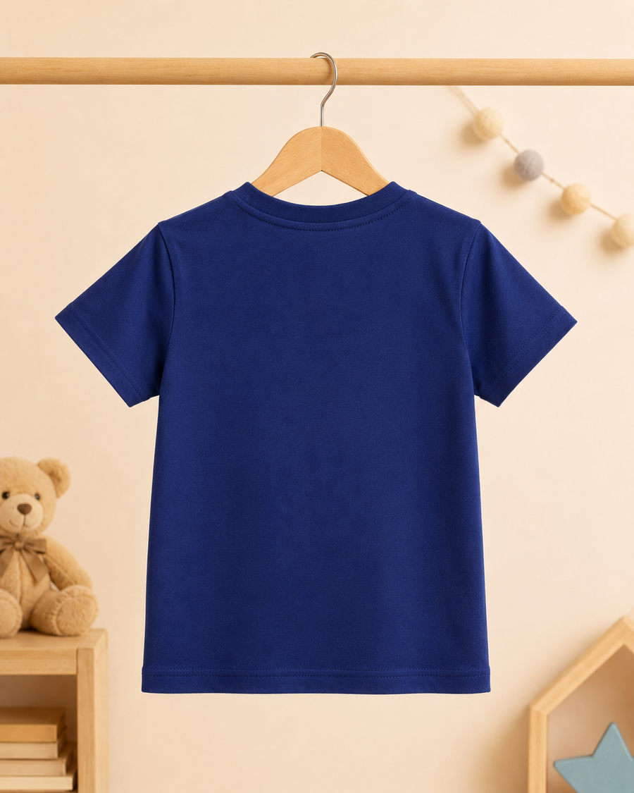 Boys Adventure Ahead graphic t-shirt Navy Blue - back view close up