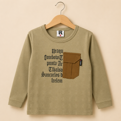 Boys Olive Green Graphic Long Sleeve Tee with Jogger Pants Set