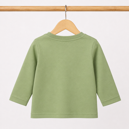 Baby Boys Green Bear Graphic Long Sleeve Top & Blue Shorts Set