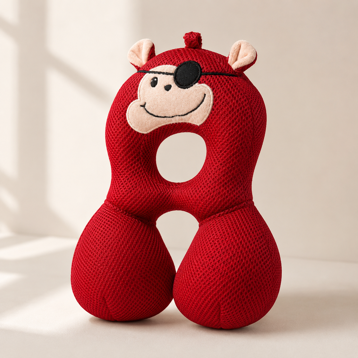 Baby Toddler Red Breathable Mesh Pirate Monkey U-Shape Head & Neck Support Travel Pillow - Product Shot Front View